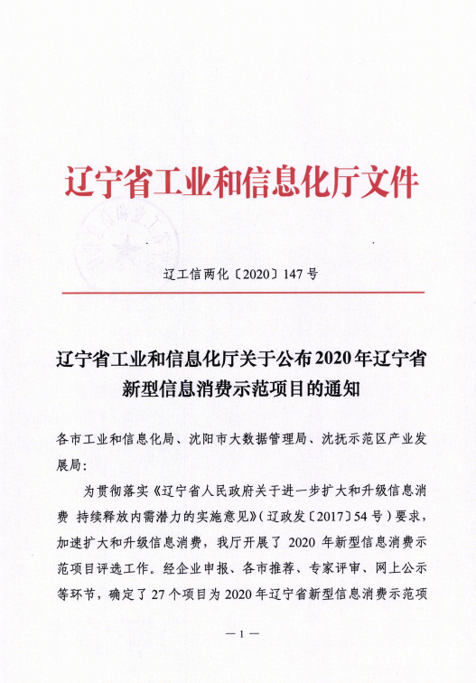 耀彩网信息数字城区荣获辽宁省新型信息消耗树模项目